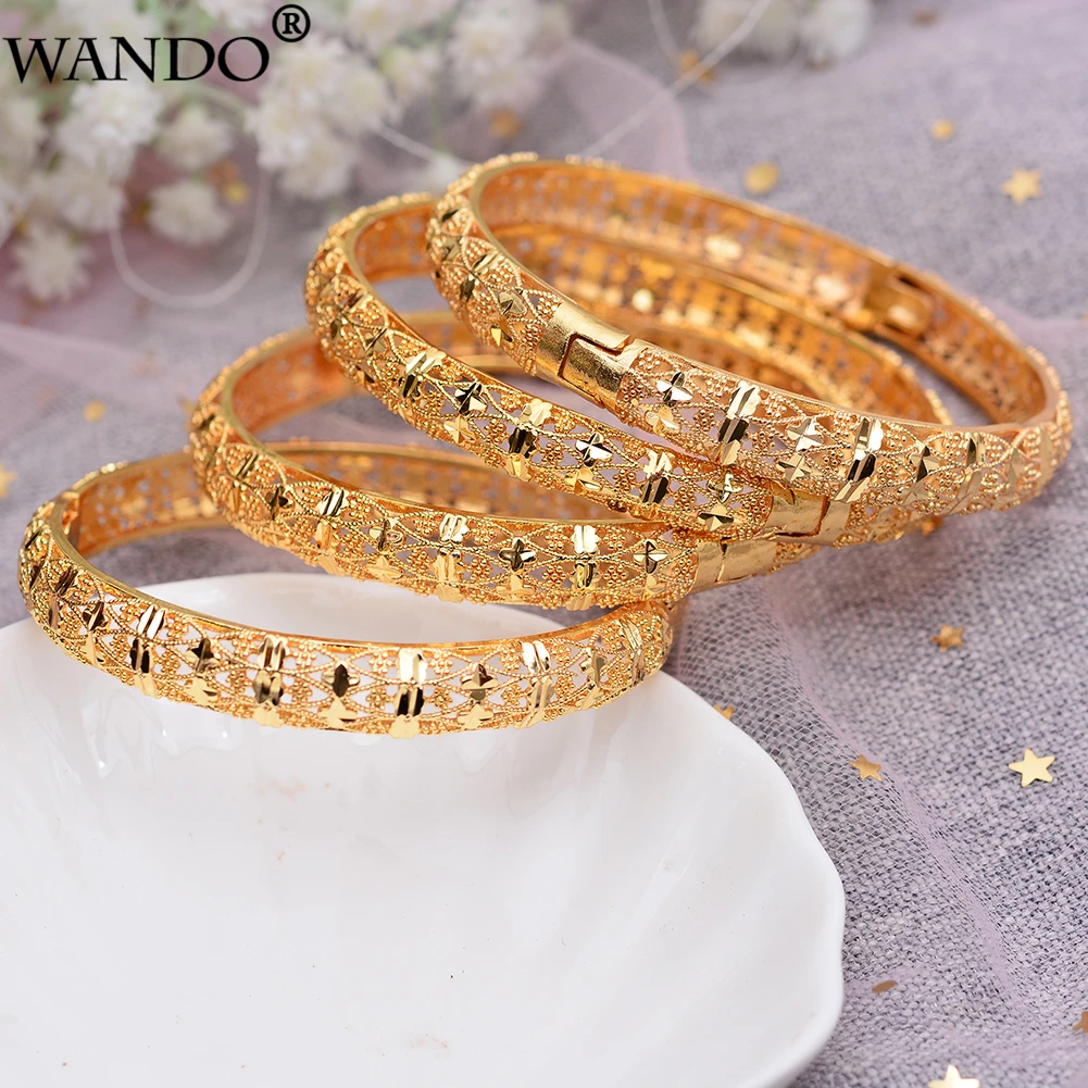 WANDO 1 шт./лот 24kGold браслет для женщин Золотой Дубай Свадебный невесты из Эфиопии