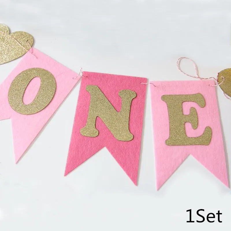 Pink Chicinlife 1 компл. Розовый номер один высокий стул баннер для вечеринки в честь Дня Рождения ребенок душ девочка 1-й День Рождения овсянка гирлянда для украшения поставки - Цвет: Pink