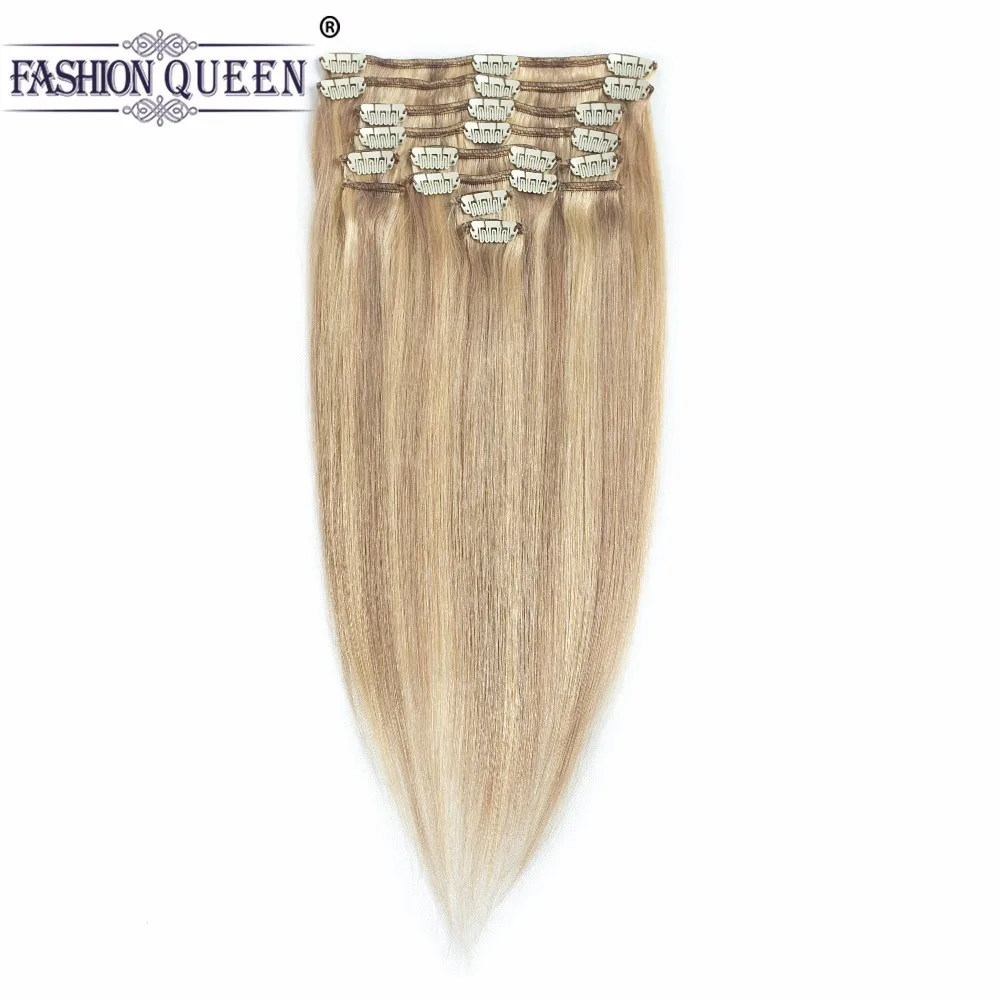 Модные queen hair Клип В Пряди человеческих волос для наращивания полный голову прямо