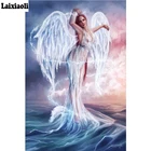 Набор для алмазной вышивки сделай сам, белая водная сказочные, крест-накрест, 5D Вышивка, квадратнаяКруглая Мозаика, Декор, изображение ангела, пейзаж