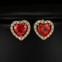 new arrival sparkly cubic zirconia cute love heart shape stud earrings women trendy jewelry for travel party show e 031