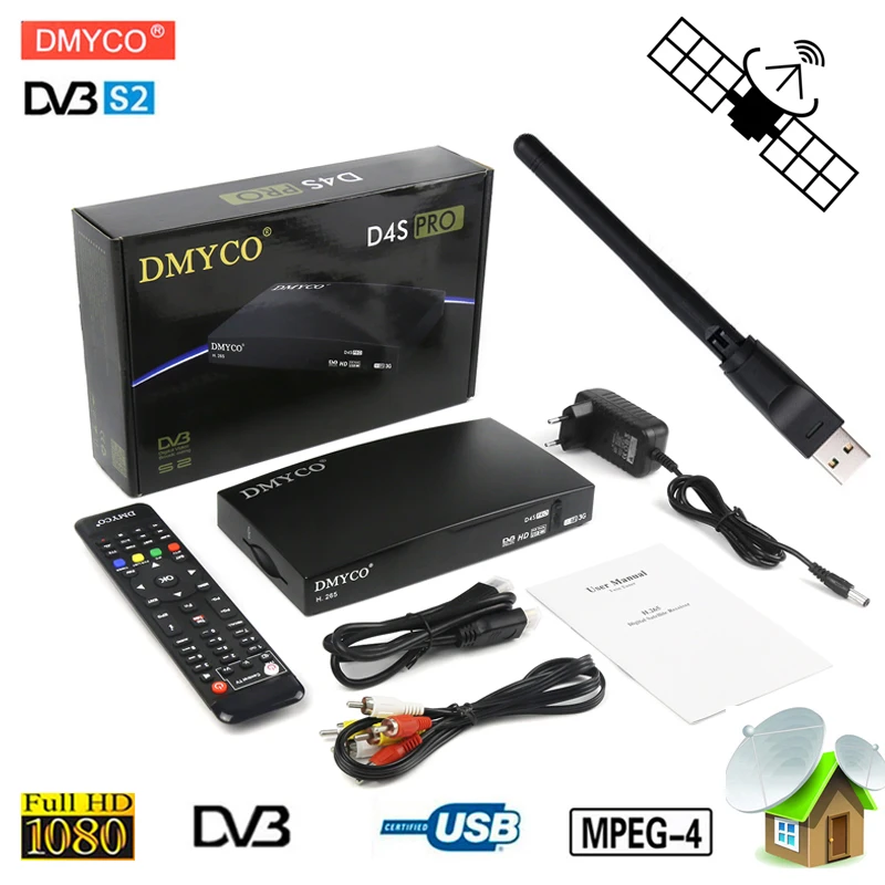 [Подлинный] СБ приемник dvb s2 Цифровой спутниковый ресивер D4S PRO рецепторов FTA Full HD