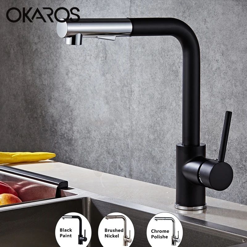 Кухонный вертлюжный смеситель Romovable кран с черной панелью выдвижной для экономии