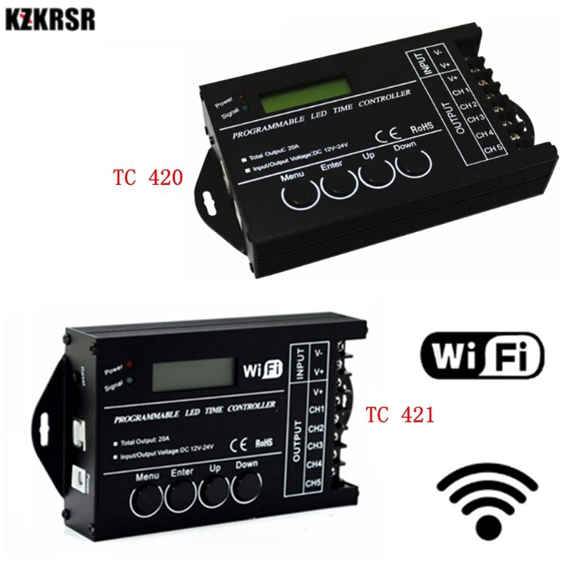 DC12 DC24V TC420/TC421 WiFi программируемый светодиодный контроллер диммер RGB освещение аквариума таймер вход 5 каналов для светодиодной ленты