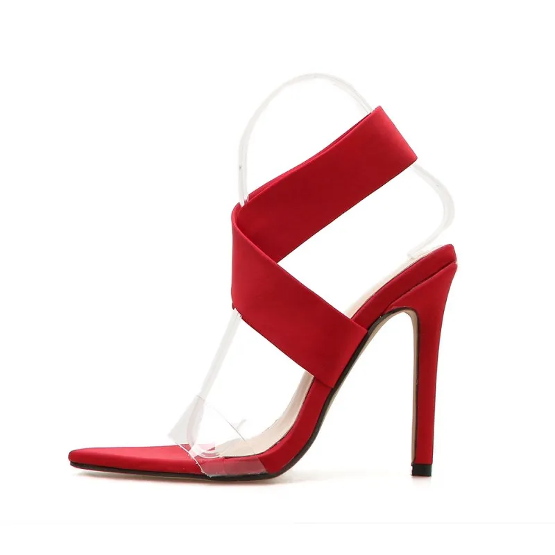 DEleventh New Designer Brand fashion pointed toe open thin high heels sandals gladiator Bride red wedding party dress shoes INS | Обувь