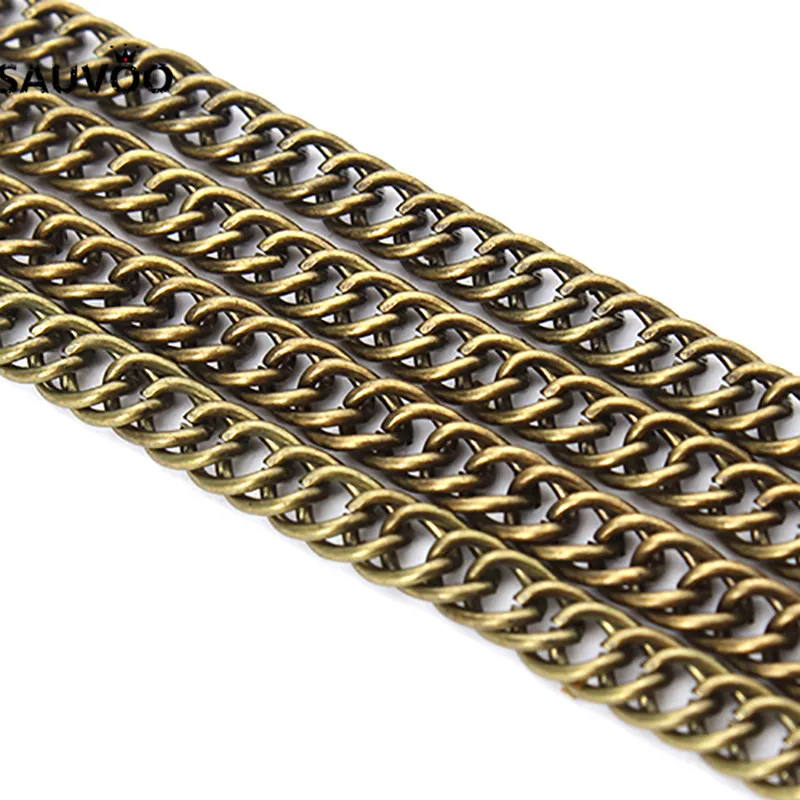 

SAUVOO 10 Meter/lot Antique Bronze Color Iron Metal Flat Link Chain Wide 4*6mm fit Necklace Bracelet Jewelry Making Findings