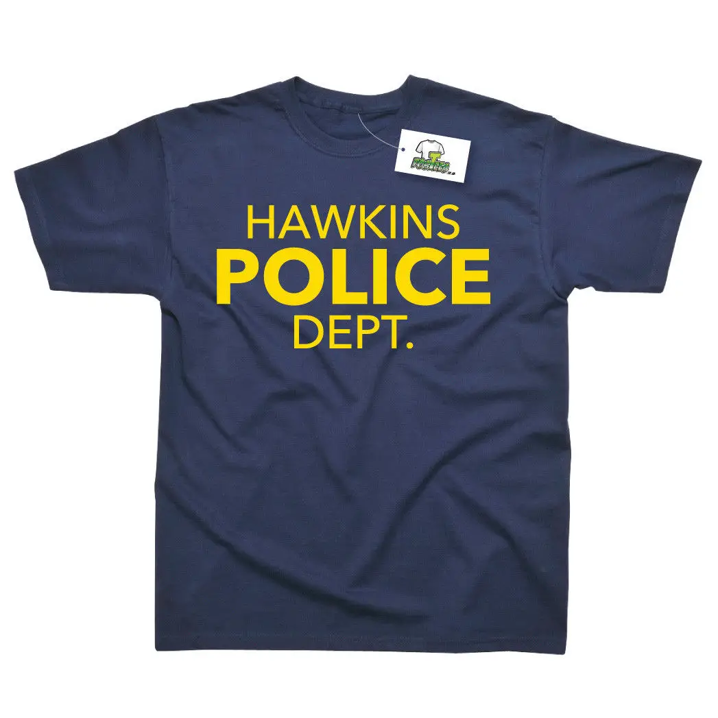 Hawkins Police Dept вдохновленная странными вещами футболка с принтом мужские футболки