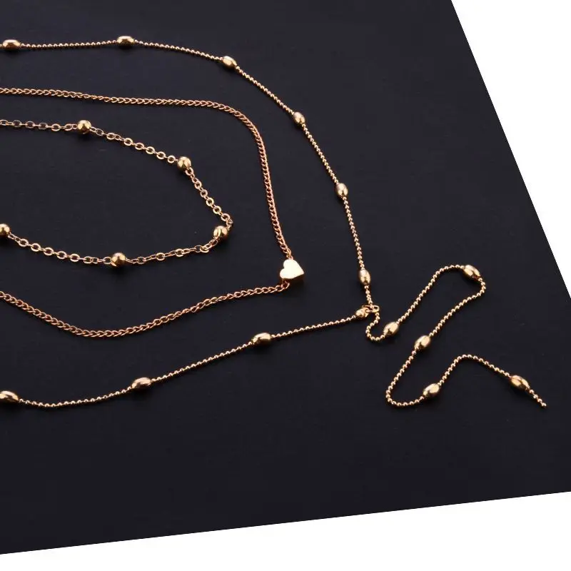 3 шт./компл. любовь подвески для ожерелья в форме сердца многослойная цепочка с