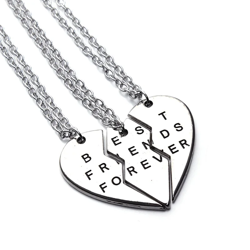 Цепочка многослойная из серебра с надписью Best Friend Forever|best friends forever necklace|friends
