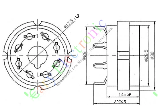 Опт и розница 8 шт 8PIN PCB крепление Золотая керамика вакуумная трубка розетка 6L6 EL34