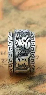 Vintage style Ручной работы 990 Серебряный Тибетский ОМ МАНИ ПАДМЕ ХУМ бусы из чистого серебра буддийские Ом слова бусы с подвеской бусины - Цвет: Vintage style