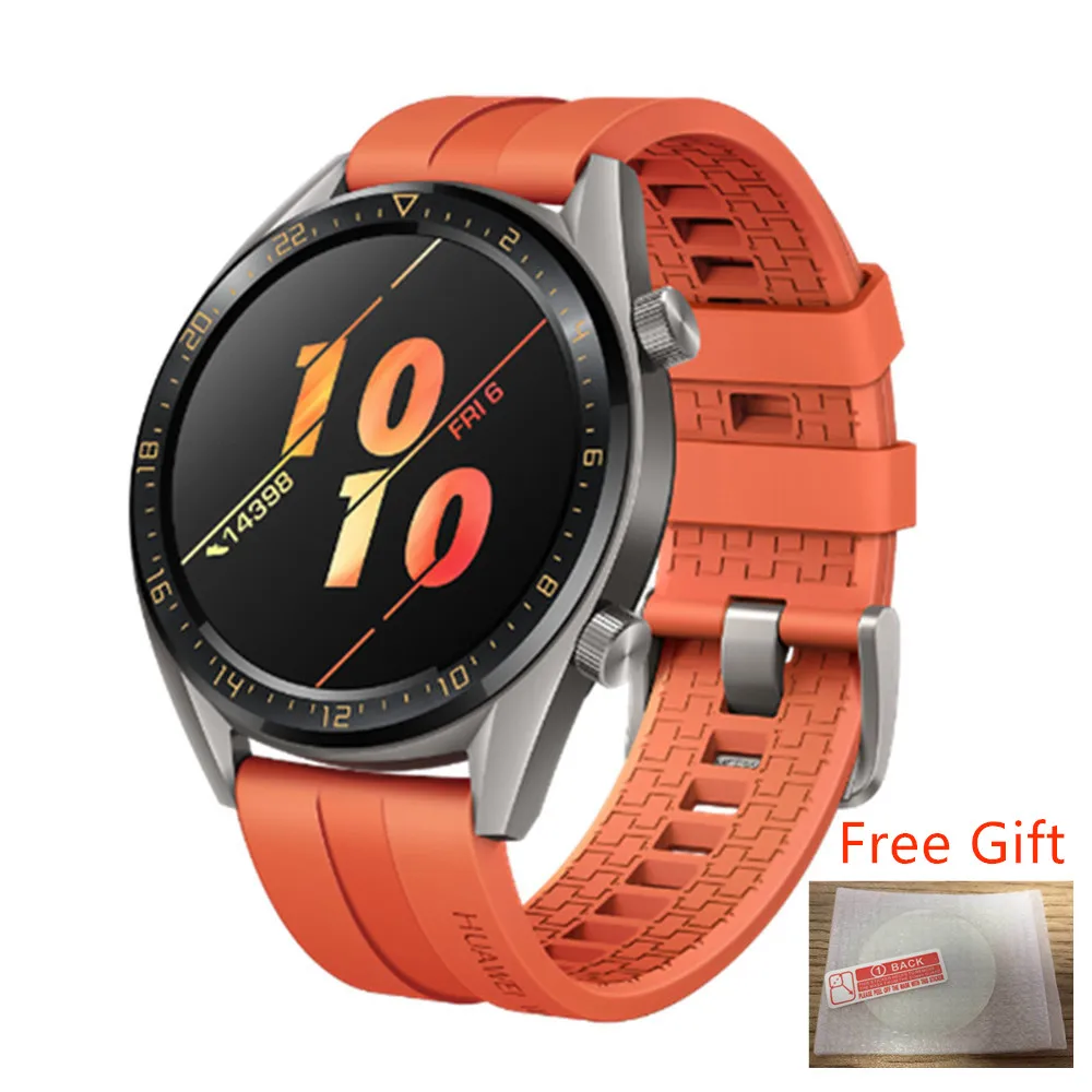 Orange Оригинальные Смарт-часы HUAWEI GT, спортивные часы 1,3" Heartrate Report, монитор сна, AMOLED экран, gps, умные часы, 14 дней в режиме ожидания - Цвет: Orange