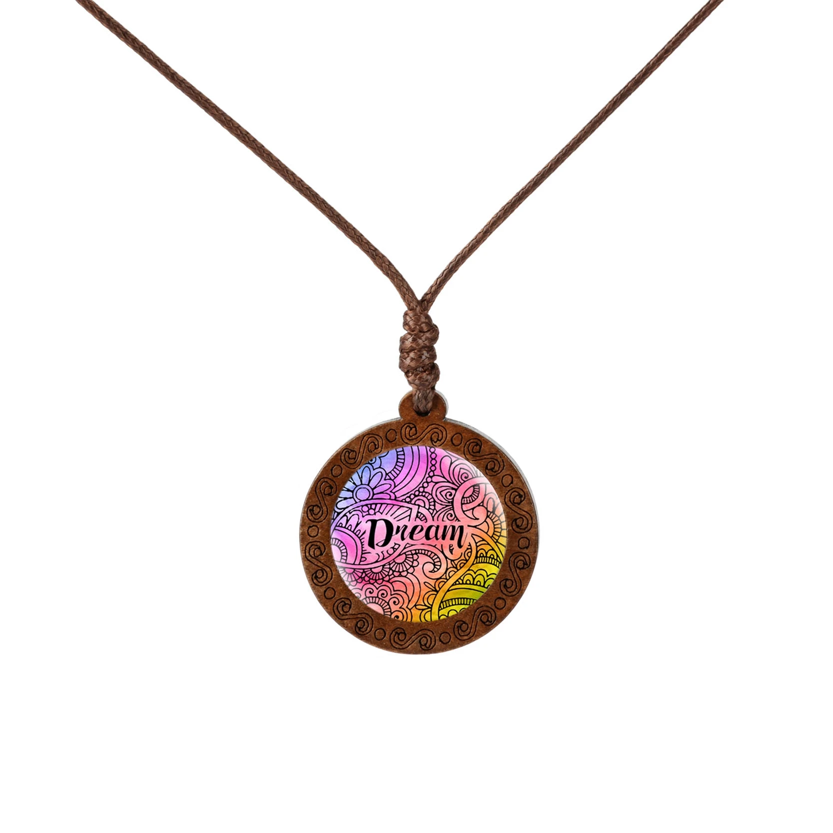 Деревянное ожерелье с надписью Follow Your Dream стеклянный кабошон Вдохновляющие буквы