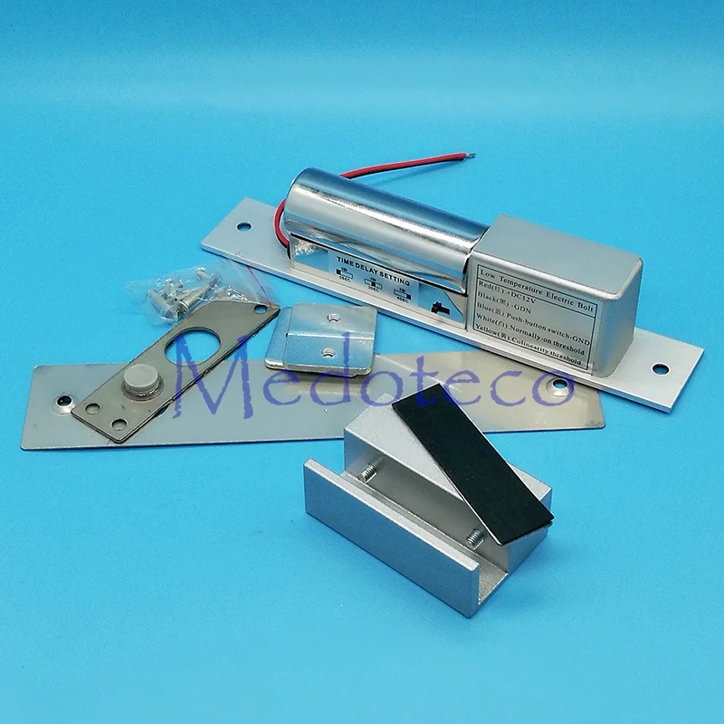 

10PCS Low temperature Electric Bolt Lock + aluminum Clip Bracket Electric Mortise Lock with Timer for Glass Door Access Control