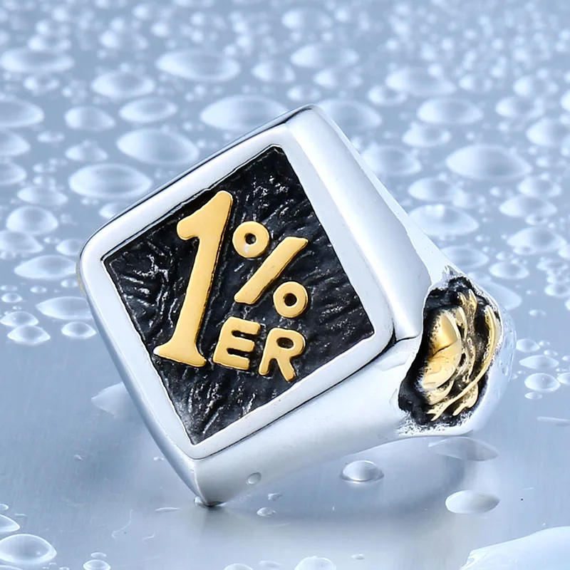 part gold colour Нержавеющая сталь модные Для мужчин Байкер один pencenter 1% кольцо для человека мотоцикл кольцо jewelry BR8-243 - Цвет основного камня: part gold colour