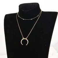 punk 2020 fashion new necklace gold simple double moon pendant multi layer ladies necklace wholesale sales necklace