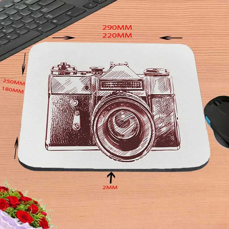 200mmx250mmx2mm Художественная камера заказной силиконовый Противоскользящий игровой коврик для мыши Коврик для компьютерной мыши коврик для оптических мышей мышь с трекболом в подарок - Цвет: 200mmx250mmx2mm