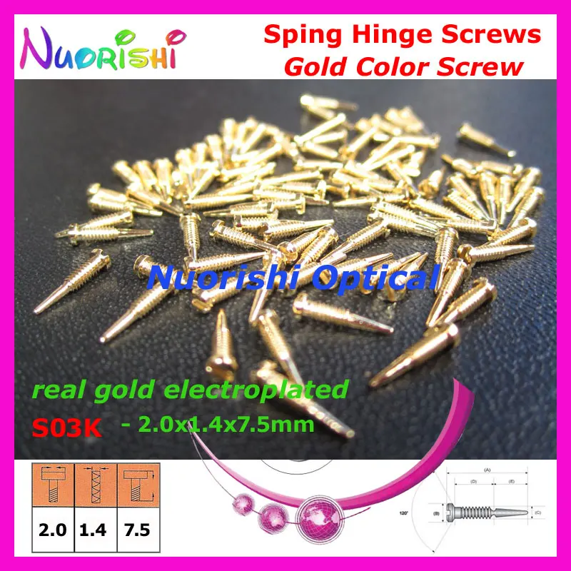 10000pcs Gold or Silver Glasses Eyewear Eyeglasses Spectacle Spring Hinge Screws S03 Free Shipping