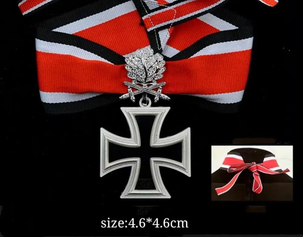 No 2 Высокое качество WWII WW2 3 шт. немецкий Железный крест комбинированная медаль с бриллиантами двойные мечи дубовый лист значок с коробкой - Цвет: No 2