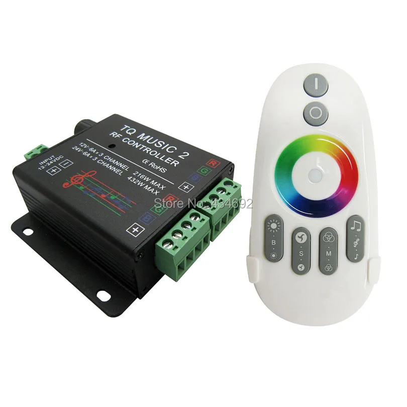 LED RGB Музыка 2 контроллер канала с пультом дистанционного управления DC12-24V Max 18A TQ RF |