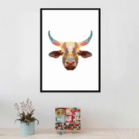 haochu cartoon geometry cattle living room home decor painting print poster simple nordic wall picture canvas painting