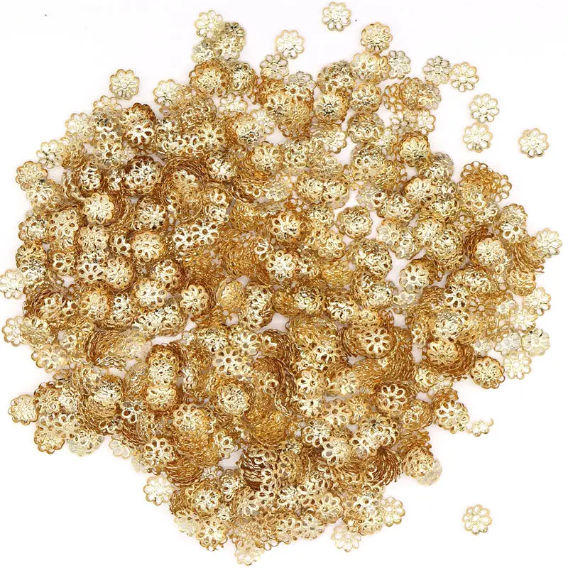6mm Wholesale Silver Bead Cups Gold Plated Flower petal End Spacer Beads Caps Charms For Jewelry Making Drop Shipping 1000pcs | Украшения и