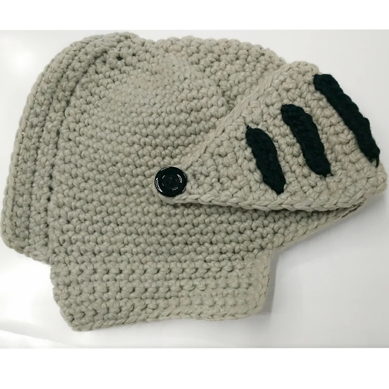 Шапка в стиле римского рыцаря теплая вязаная шапка ручной работы Мужская зимняя