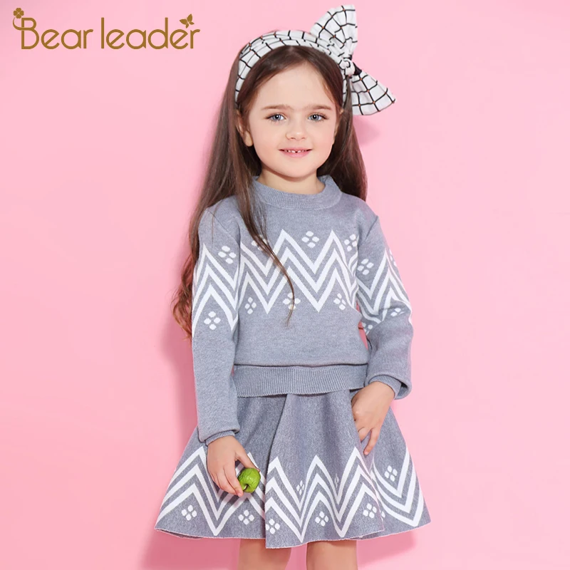 Bear Leader/комплекты с юбкой для девочек 2021 новый весенне зимний свитер длинными