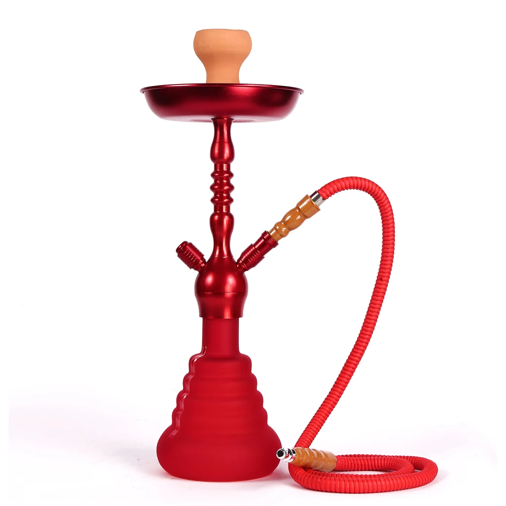 Narghile tobacco smoke pipe frosted glass modern aluminum shisha pots clay bowl colorful aluminum tray hookah