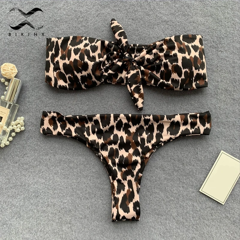 Bikinx узел микро бикини 2018 Леопардовый принт купальный костюм женский Бразильский