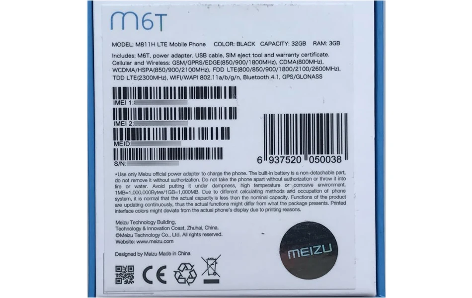 Глобальная версия MEIZU 6T MEILAN m6t 4G LTE 2 Гб ОЗУ мобильный телефон Восьмиядерный 5," HD ips 3300 мАч