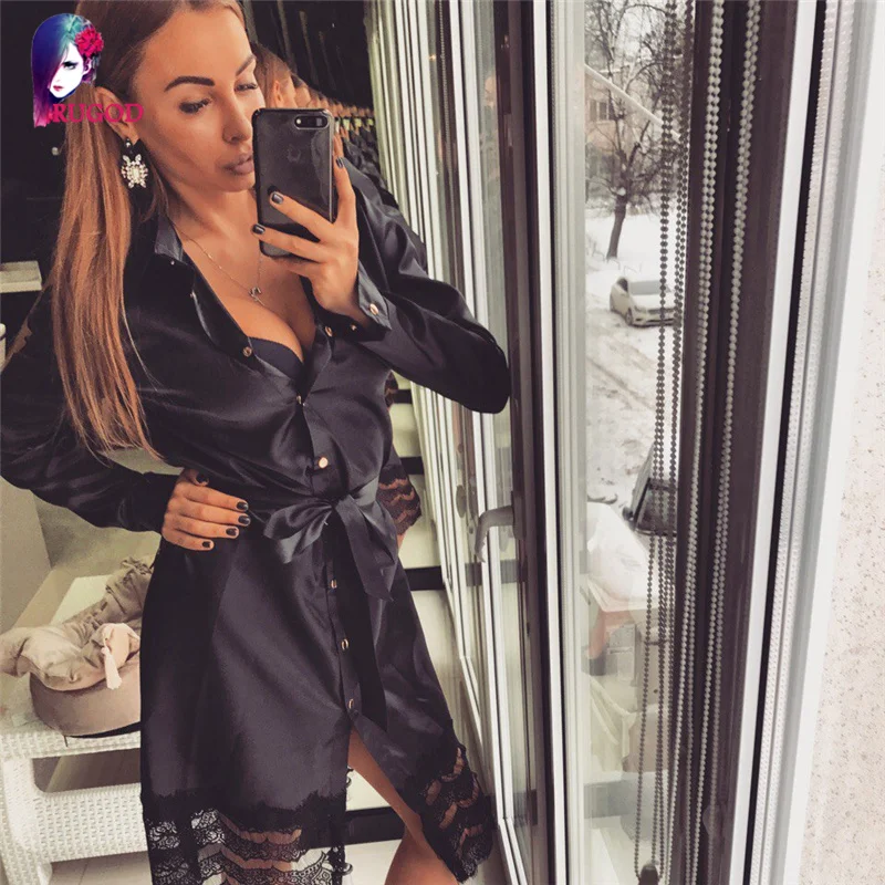 Rugod новинка 2019 Сексуальная кружевная блузка женские длинные рубашки мягкие