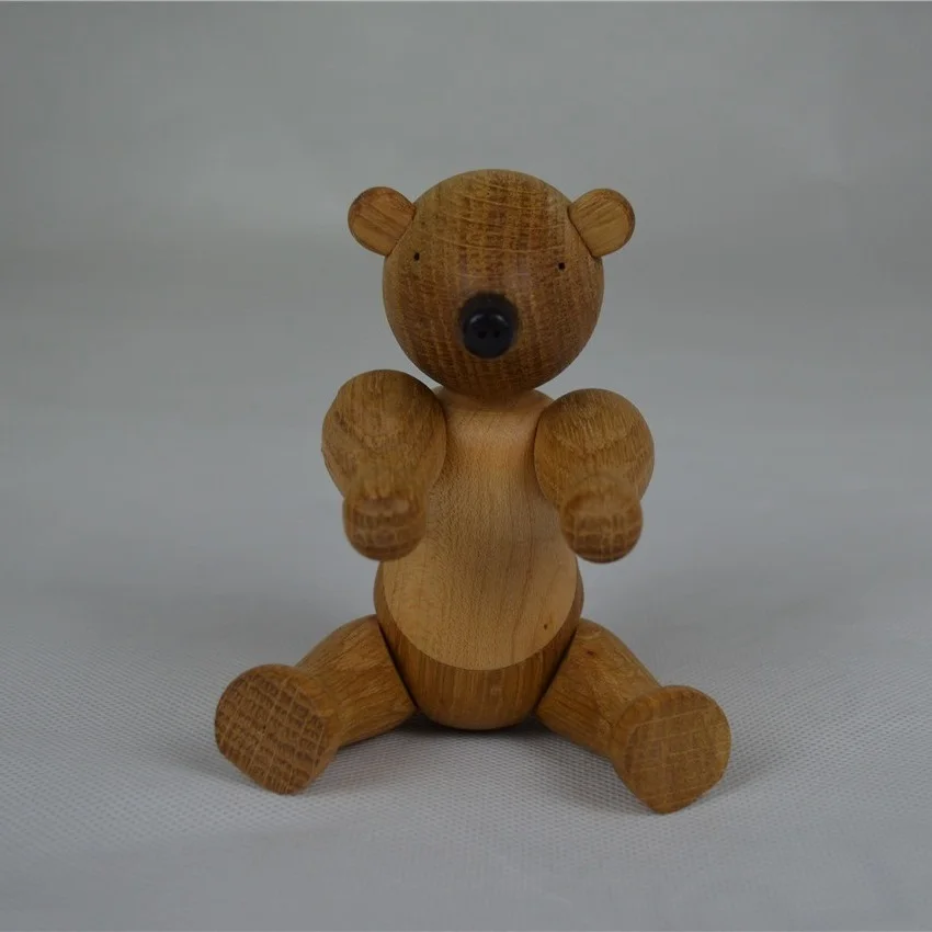 

Nordic Denmark Figurines Animals Bear with Oak Wood 15Hcm Ornament Home Decoration Puppet Kids Gifts Toys Desk Accessories Decor