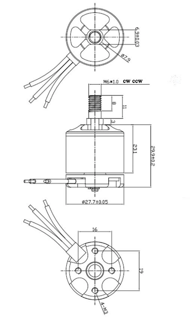 

1Pair 3-4S 2216 Brushless Motor KV950 s Engine CW CCW For Fixed Wing Multirotor F450 550 S500 RC Drone DIY Spare Part