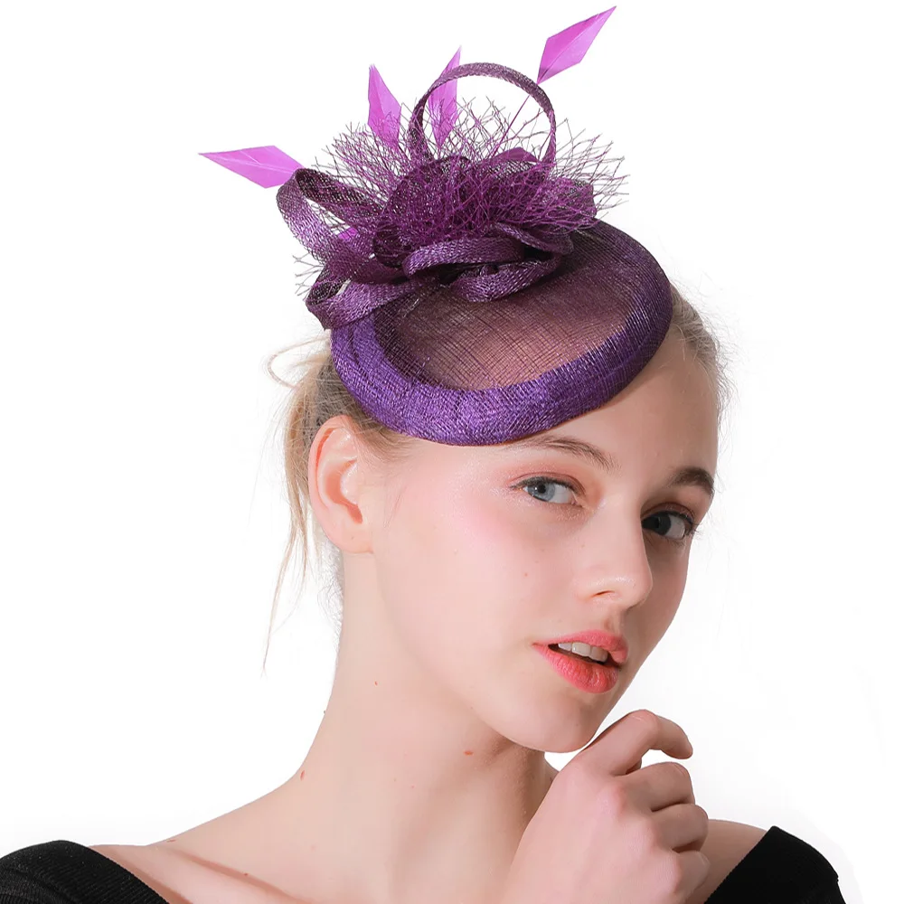 Фиолетовые Свадебные праздничный головной убор Клубная Кепка для Для женщин