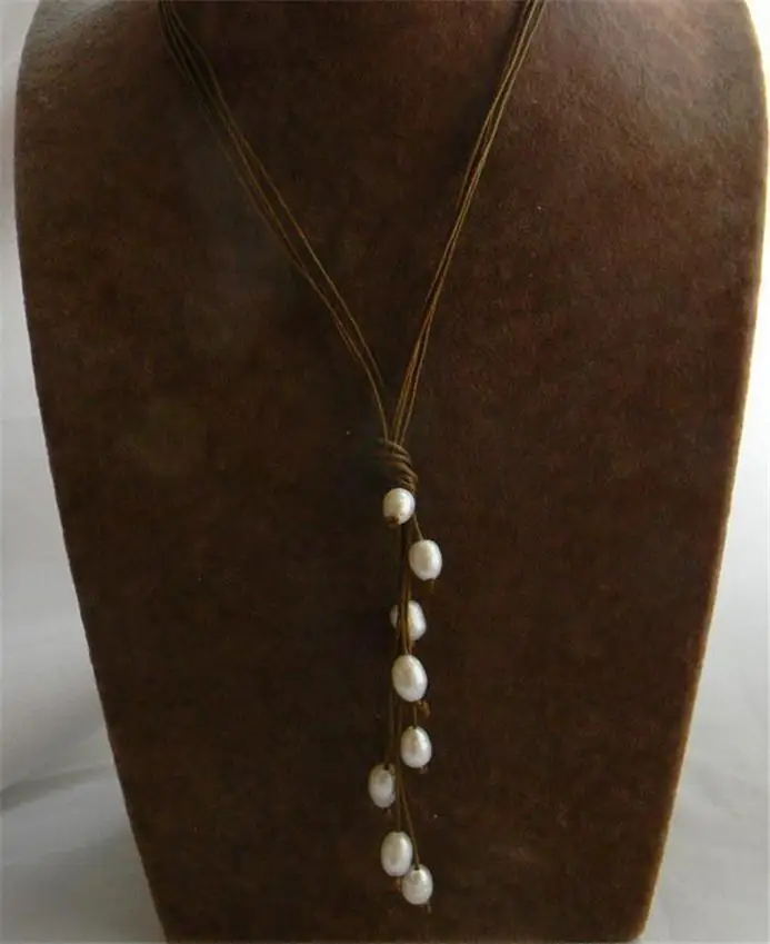 Оптовые цены 20 &quotРучной Риса-образный Белый Пресной Воды Жемчужное Ожерелье |