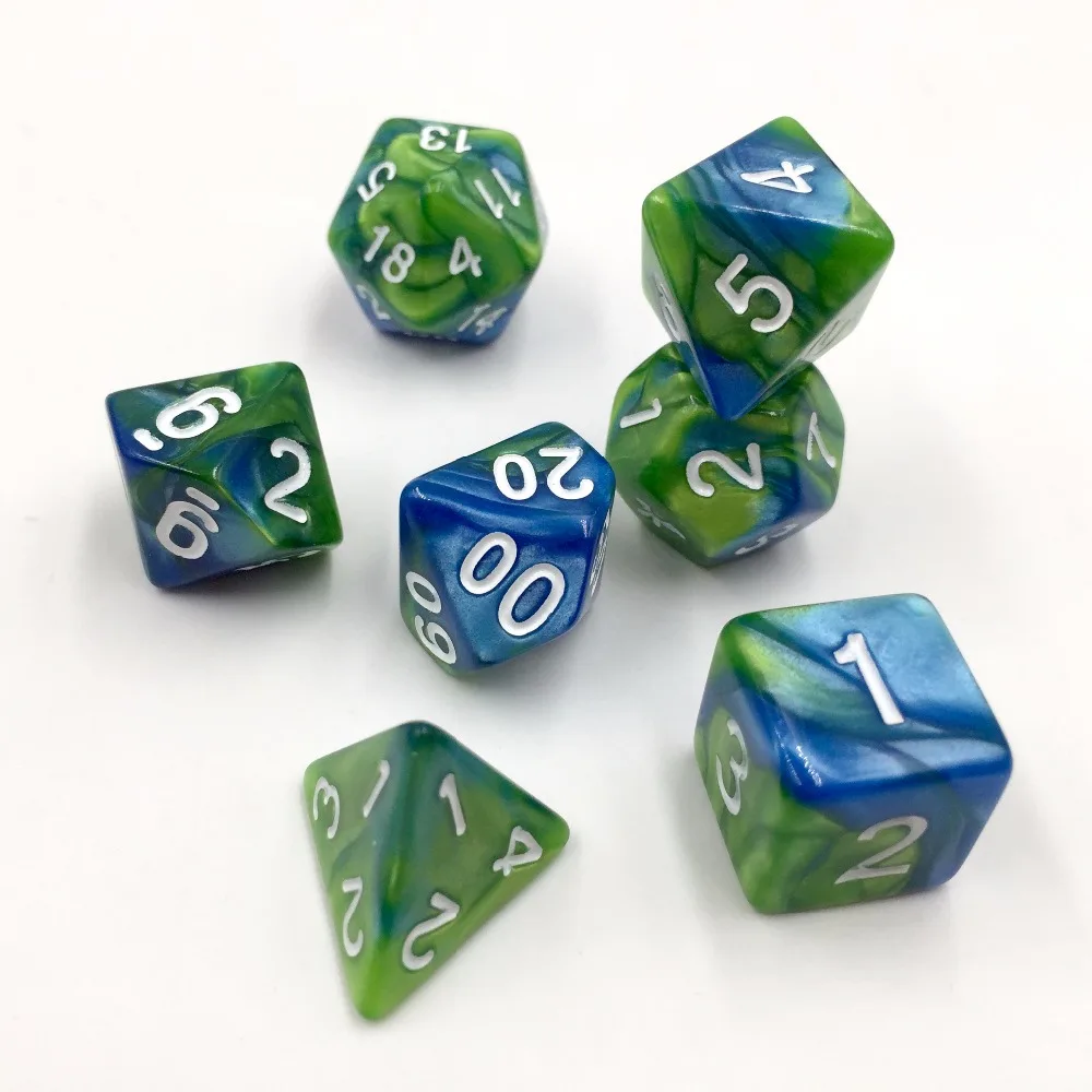 Rollooo игральные кости 7 шт./компл. olyhedral двойного цвета для DND RPG d4 d6 d8 d10 d % d12 d20