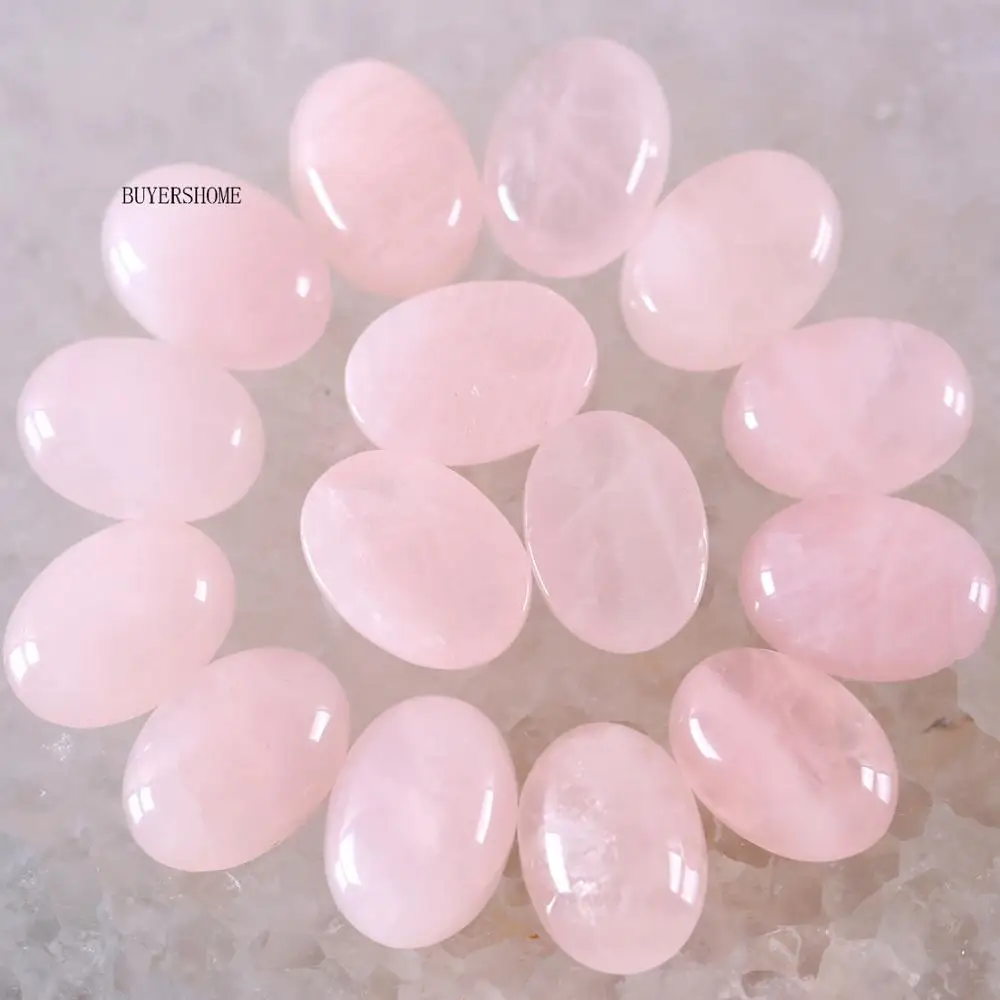 Овальный Кабошон 13x18 мм и 12x16 мм с натуральным розовым кристаллом для изготовления ожерелья, кулон, браслет, серьги, 10 шт., RK1607