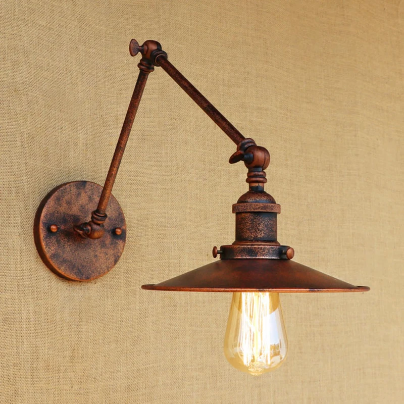 

American Loft metal 4 sizes wall lamp LED adjustable lights iron lampshade for living room bedroom restaurant E27 220V luminaire
