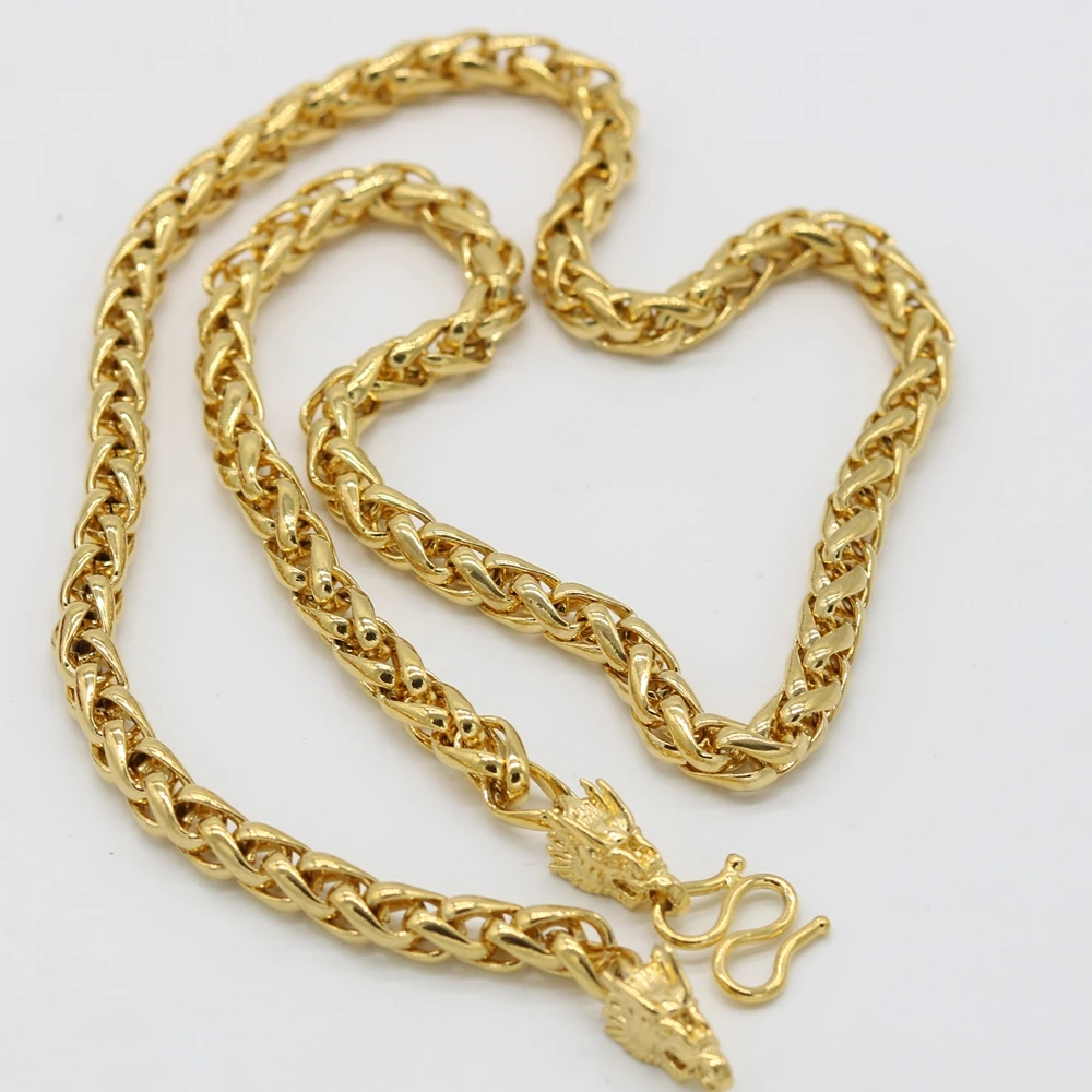 Dragon Design Byzantine Chain Yellow Gold Filled Vintage Style Mens Necklace Solid Jewelry 60cm Long | Украшения и аксессуары