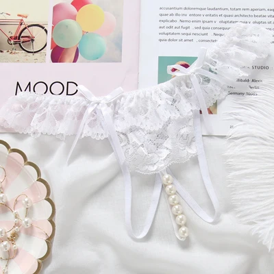 white 2194 L'bellagiovanna трусики женское сексуальное нижнее бельё для девочек оборками Бисер стринги Девушка Прекрасный mudante в стиле "Лолита" bragas Горячая 6 видов цветов XXS-XL 2194 - Цвет: white 2194