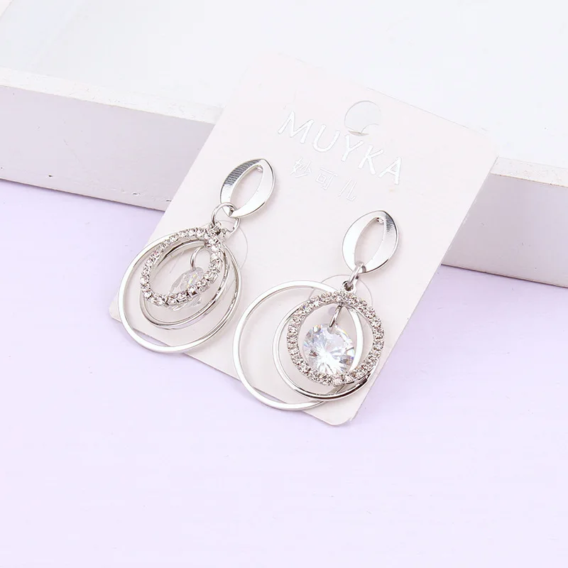Zircon Fashion Jewelry Women Statement Round Earrings Big Stud Geometric Earing 2019 New S925 Silver Needle | Украшения и