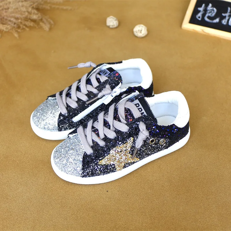 KIDS 2018 Toddler Baby Glittler Shoe Girl Star White Sneaker Boy Sport Kid Child Causal Trainer Sequin Flat 3 color | Детская одежда и