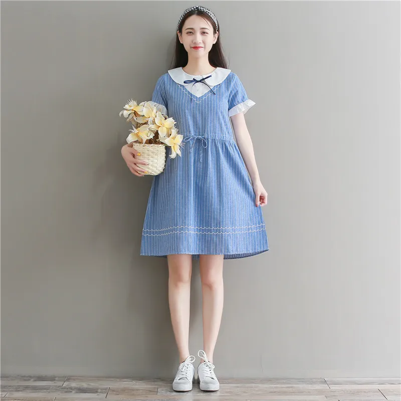 2019 Fashion Women Girls Retro Dress Summer Casual Striped Dresses Short Sleeve Mini Sundress Elegant Vestidos Clothes | Женская одежда