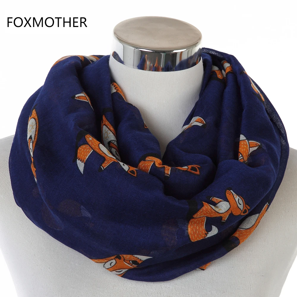 Шарф FOXMOTHER милый легкий розовый темно синий коричневый серый с рисунком