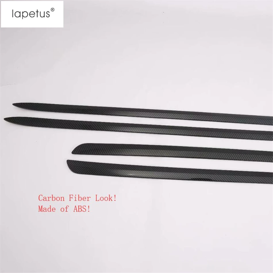 

Lapetus Accessories Fit For Tesla Model 3 2018 - 2020 Outside Door Body Molding Bottom Strip Cover Trim Chrome / Carbon Fiber
