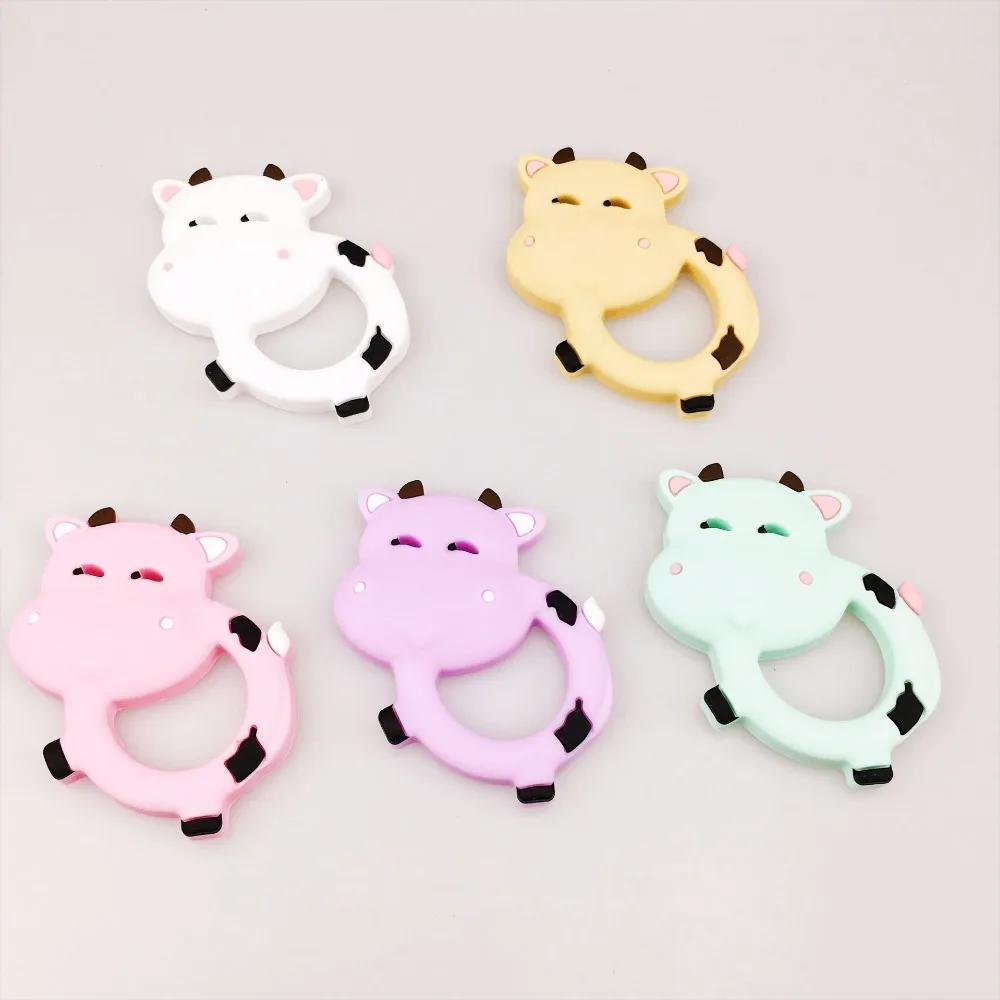 Let's Make Baby Accessories Silicone Teether Milk Cow 50pc Chew BPA Free Dairy Cows Teething Diy Nursing Necklace Baby Teether