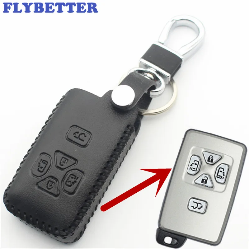 Чехол FLYBETTER из натуральной кожи с 5 кнопками для Toyota eiz/Avalon/Previa/Alphard/Prius для стайлинга автомобилей L77
