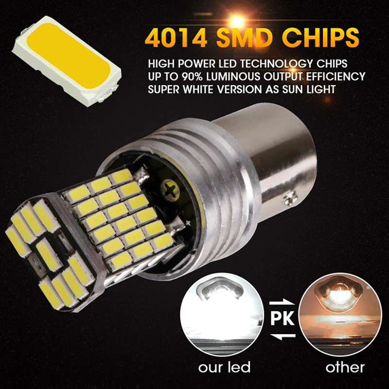 Hlxg 4 Шт 1157 led4014 45SMD P21W/5 W BAY15D автомобильная светодиодная лампа авто задние