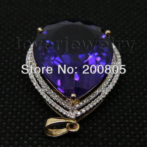 Новинка элегантные кулоны с аметистом 14K желтое золото алмазная подвеска груша